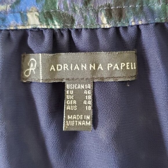 Adrianna Papell Floral Satiny Midi Skirt Size 14 with Pockets Watercolor Print - Picture 11 of 12